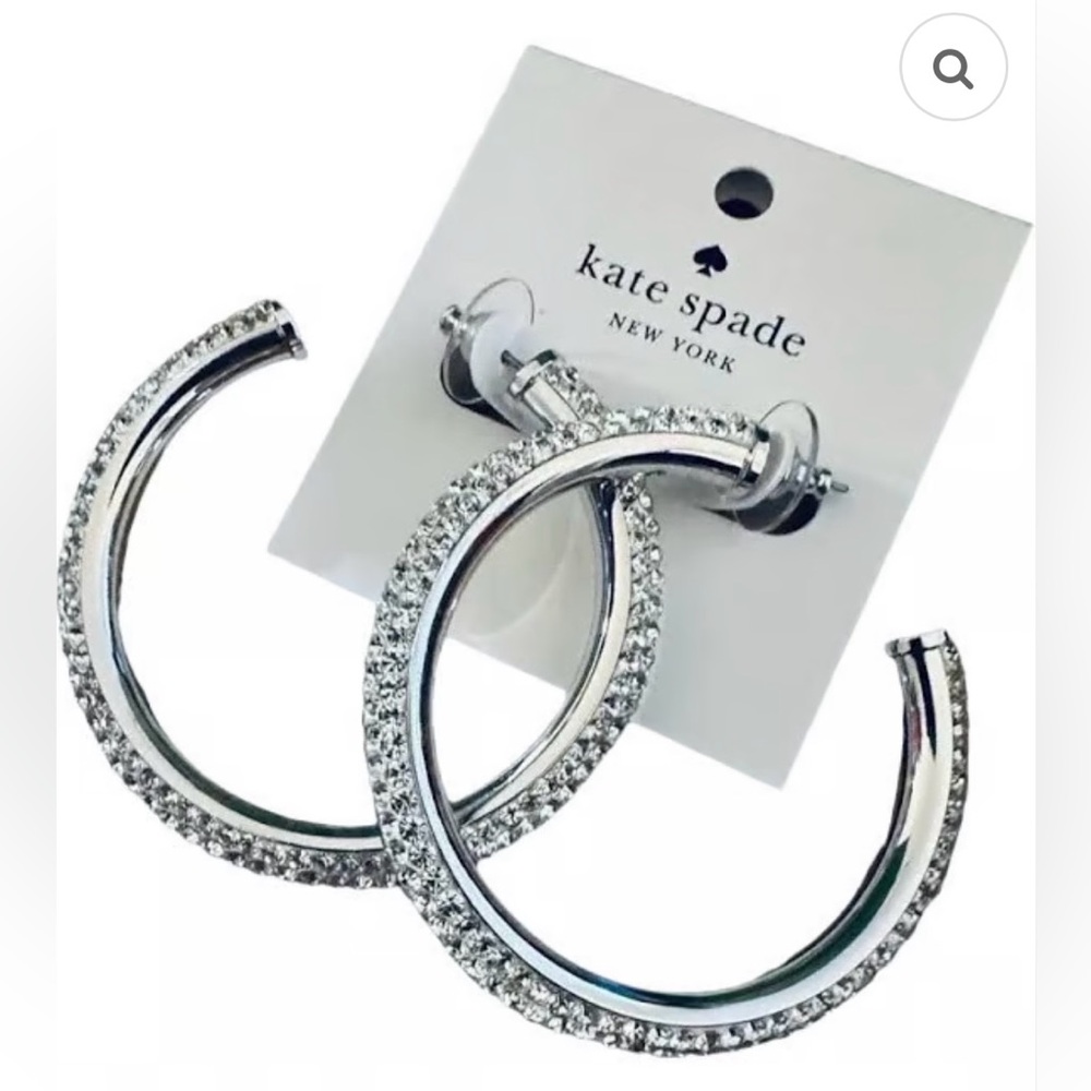 Kate Spade Silver Hoop Earrings with Crystal Accents